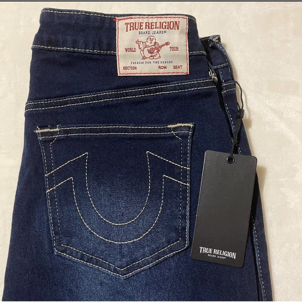 True Religion Sarah High Rise Straight Leg Jeans Size 28 Dark Mahogany Wood Wash